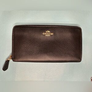 Coach Black Leather Zip Around Wallet
